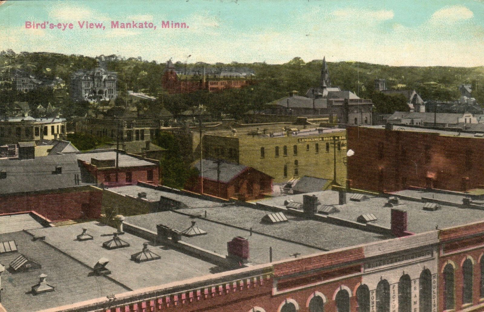 Bird\'s Eye View Mankato Minn 1910s Postcard MN Bird\'s Eye View Mankato Minn 1910s Postcard MN