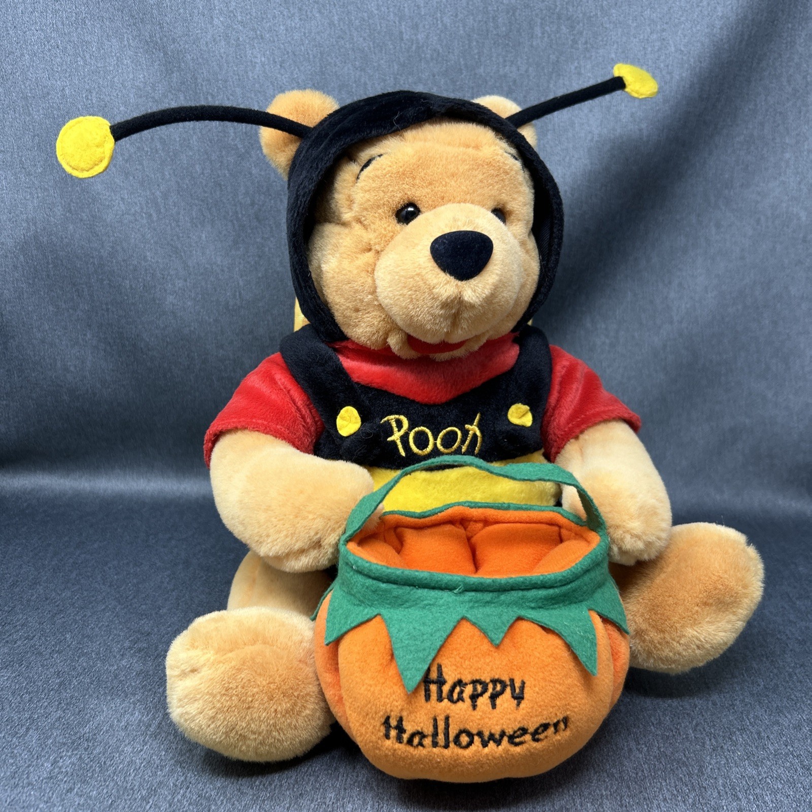 Disney Winnie the Pooh Halloween Bumble Bee Costume Plush Pumpkin Basket 11 Inch Disney Winnie the Pooh Halloween Bumble Bee Costume Plush Pumpkin Basket 11 Inch