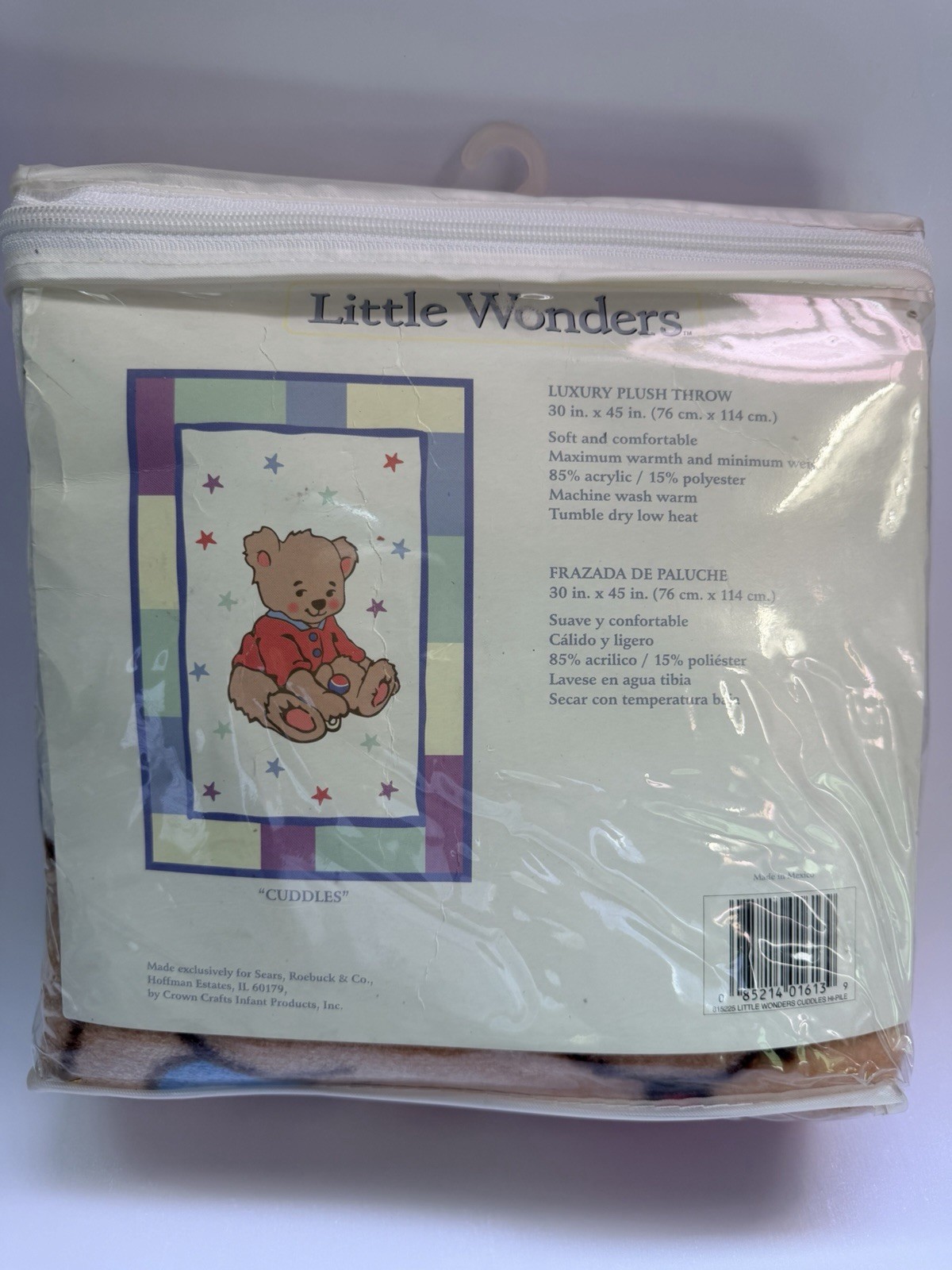 Vintage Luxury Plush Throw  Little Wonders Teddy Bear Blanket - New
