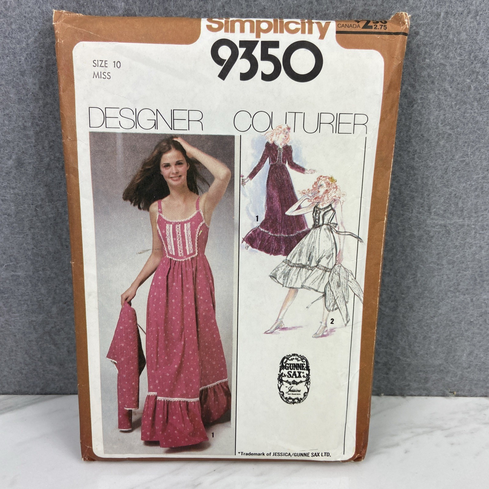 Vtg 1979 Simplicity 9350  Misses' 10 Gunne Sax Sundress & Quilted Jacket Pattern