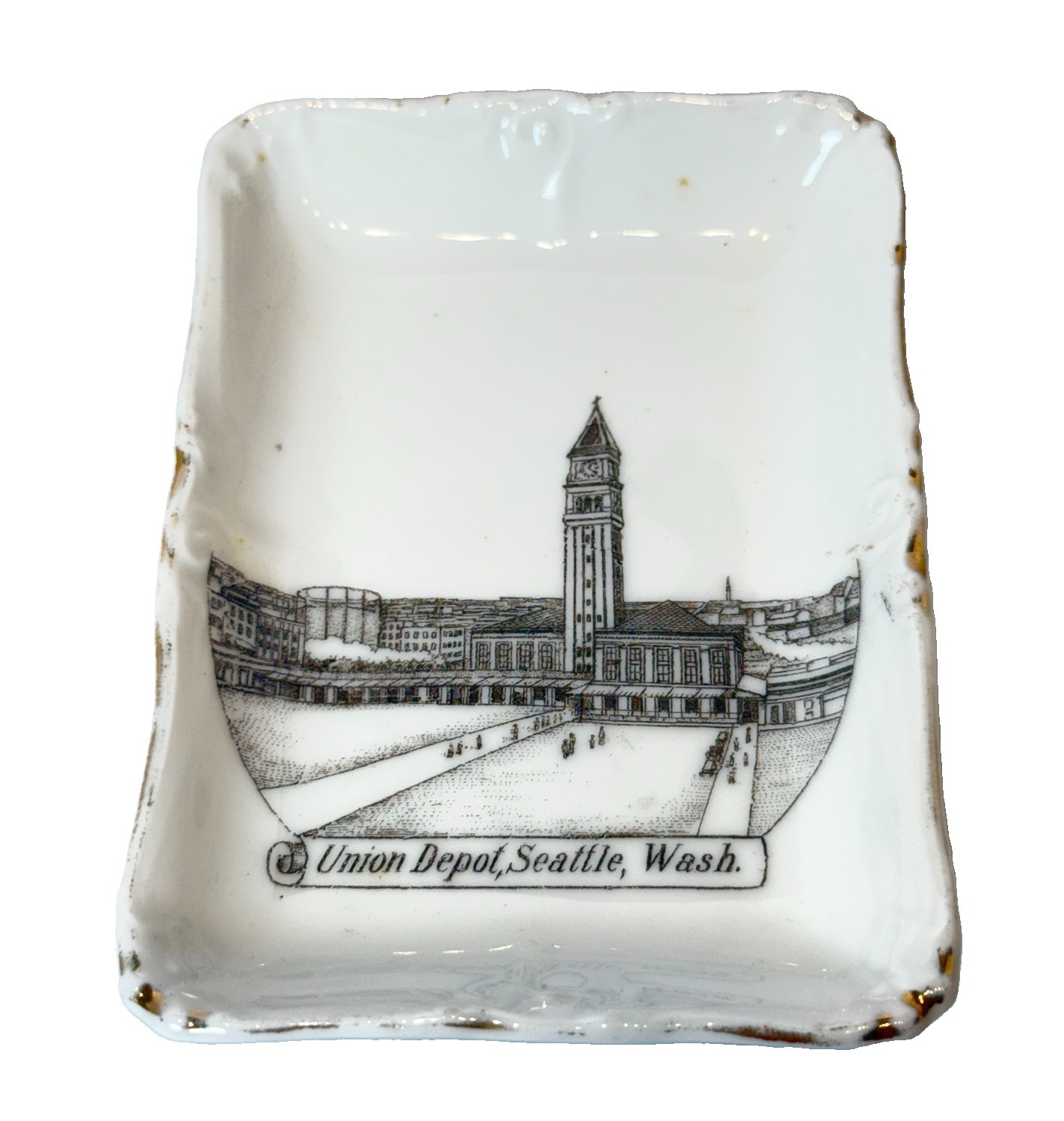 SEATTLE WA WASHINGTON Antique UNION DEPOT Souvenir TRINKET ASHTRAY DISH SEATTLE WA WASHINGTON Antique UNION DEPOT Souvenir TRINKET ASHTRAY DISH