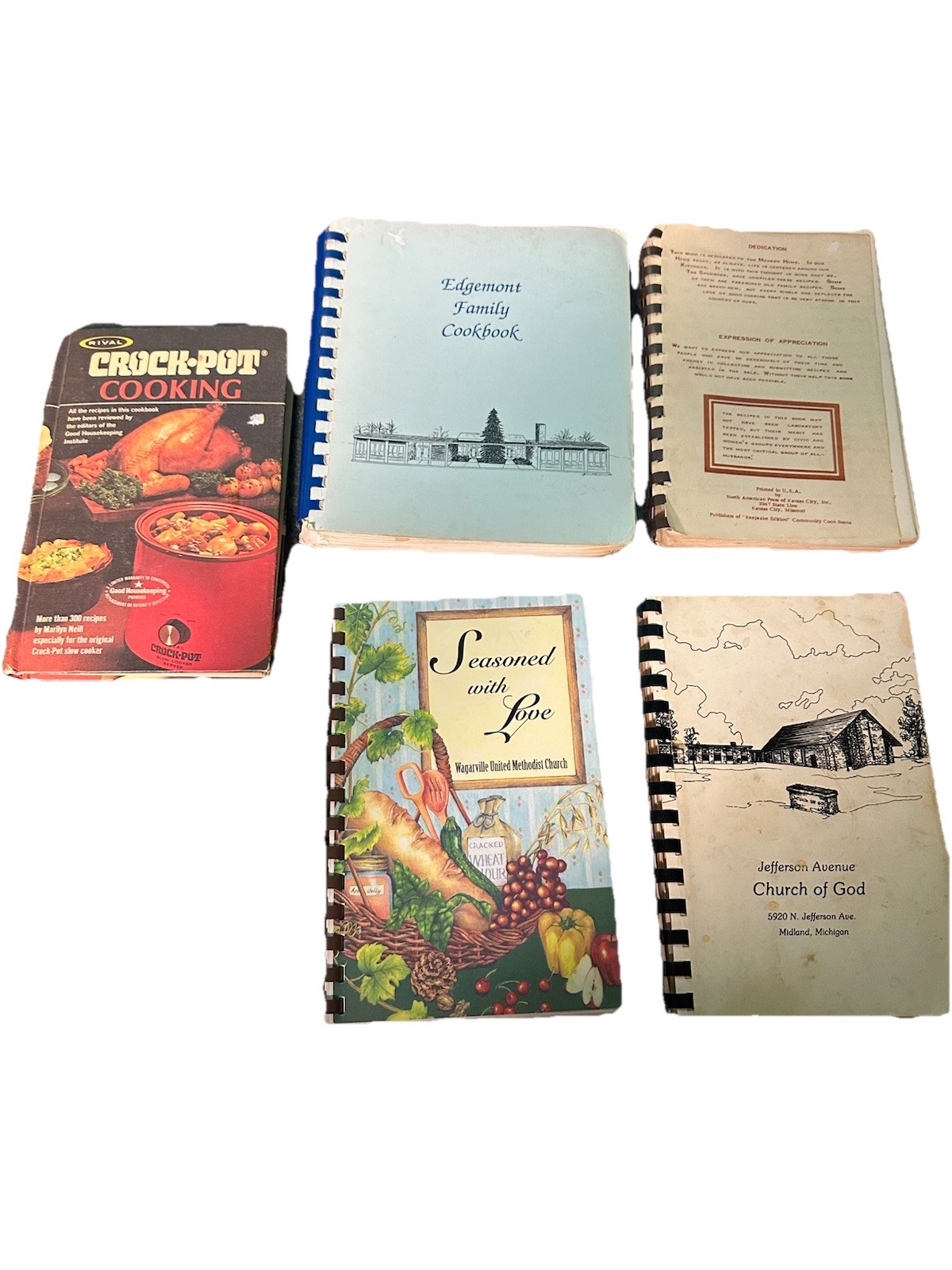 Spiral COOKBOOKS Vintage, Community, Church  Lot Of Five
