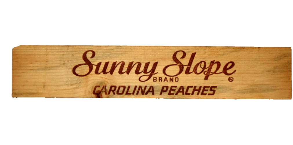 VTG Sunny Slope Brand Carolina Peaches Wood Crate End Sign Gaffney SC 20”
