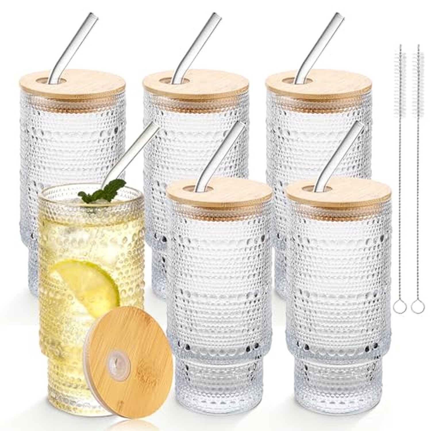 Hobnail Drinking Glasses 16 oz, 6 Pack Vintage Hobnail Glassware, Clear Water... Hobnail Drinking Glasses 16 oz, 6 Pack Vintage Hobnail Glassware, Clear Water...