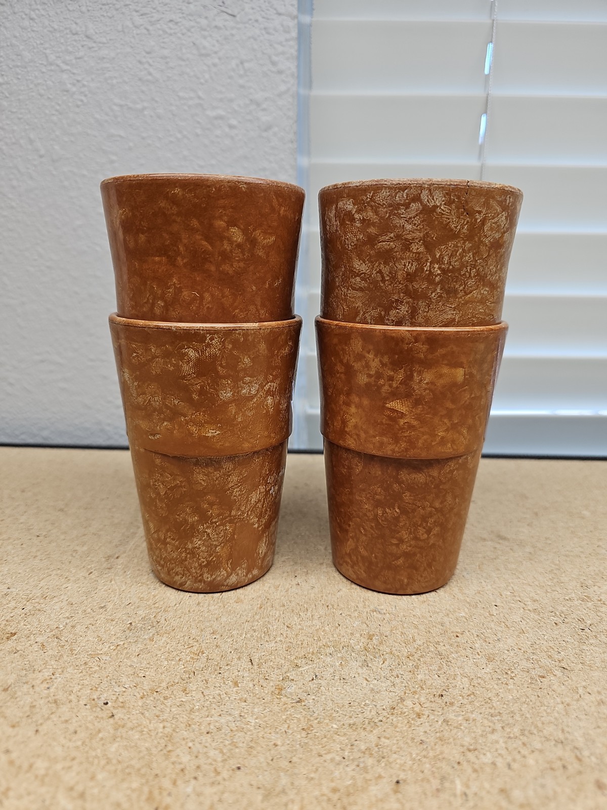 4 VTG U.S. MILITARY MELAMINE MESS HALL TUMBLERS STACKABLE CUPS 4.5 