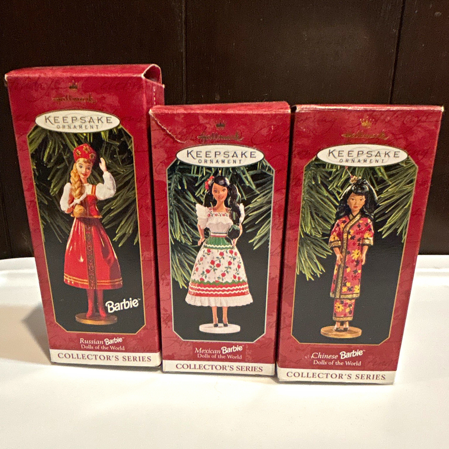 Hallmark Keepsake Barbie Dolls of the World Collector\'s Ornaments (3) 1997-1999
