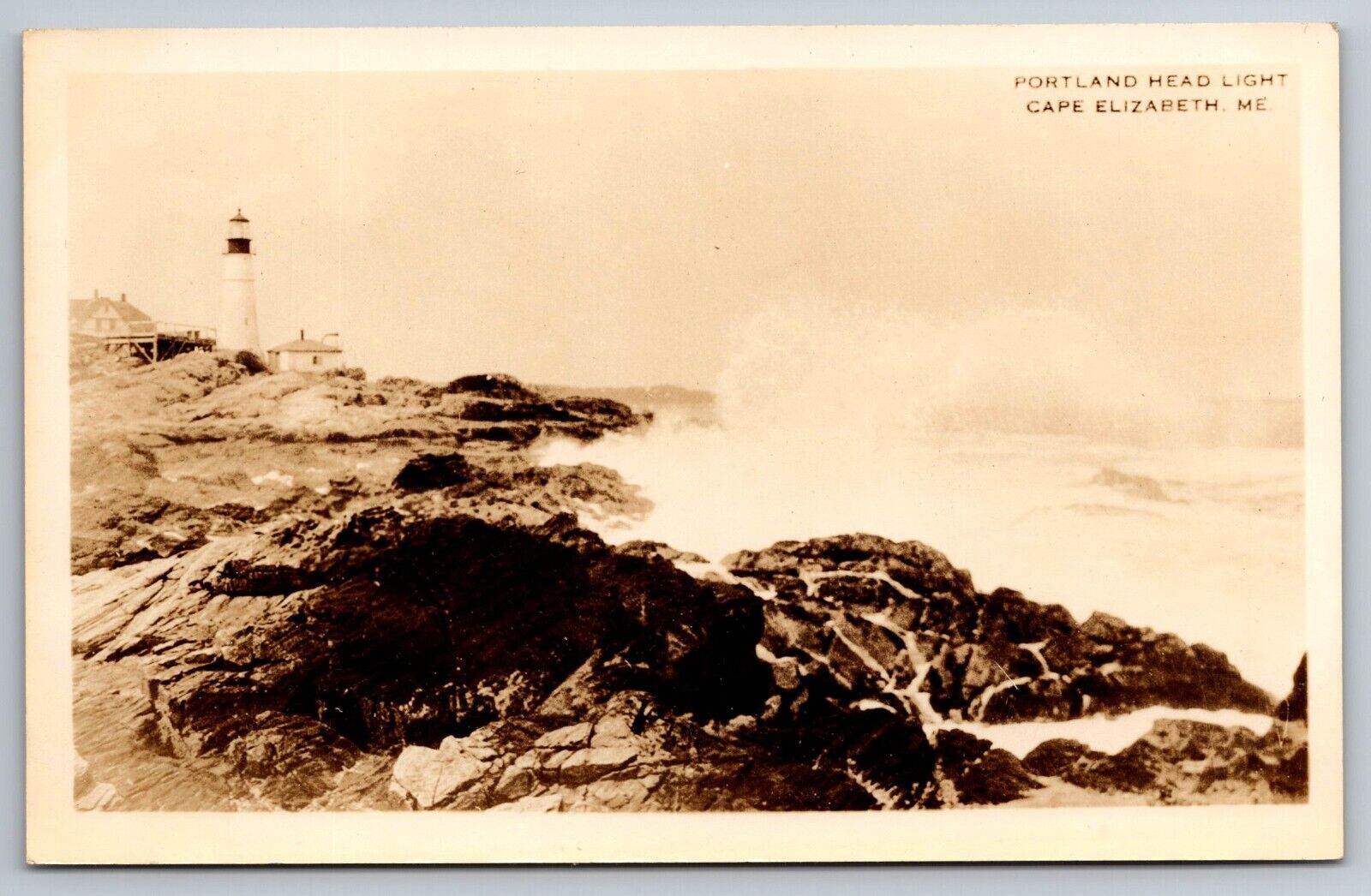Portland Head Light. Lighthouse. Cape Elizabeth Maine. Real Photo Postcard. RPPC