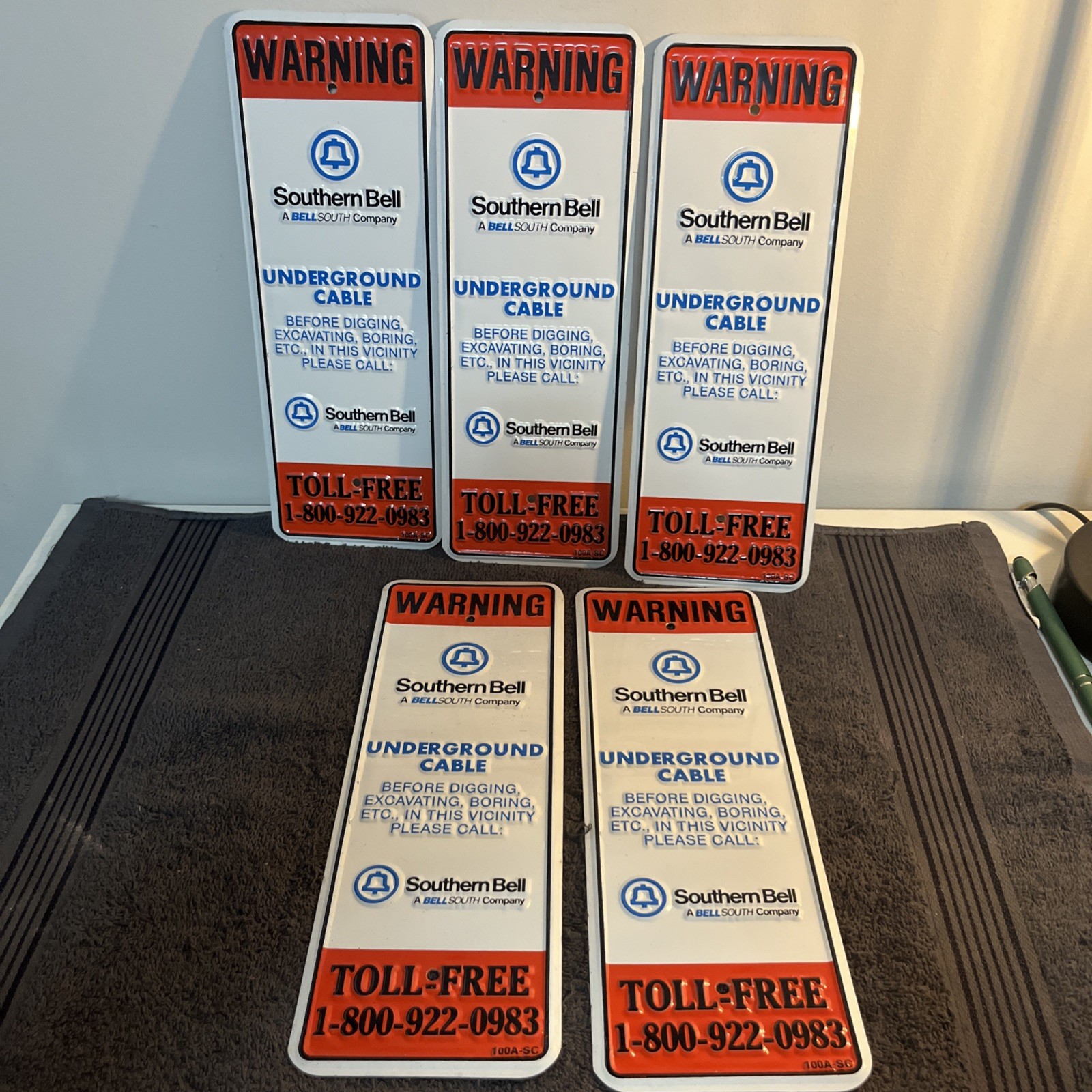 NOS Southern Bell Underground Cable Warning Signs Set Of 5 11