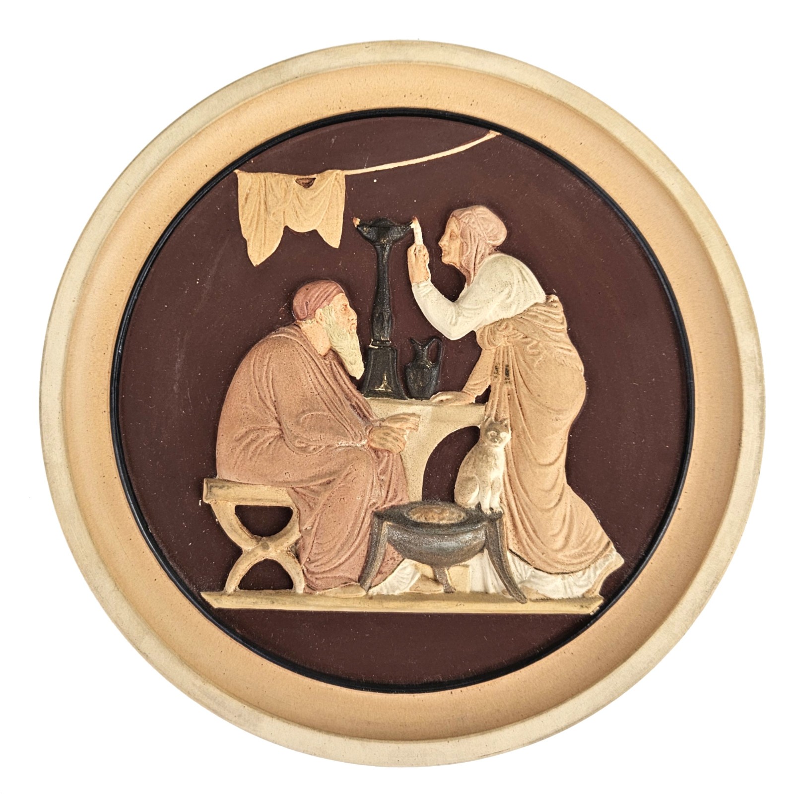 19TH CENTURY P. IPSEN TERRACOTTA WALL PLAQUE: OLD AGE - AGES OF MAN