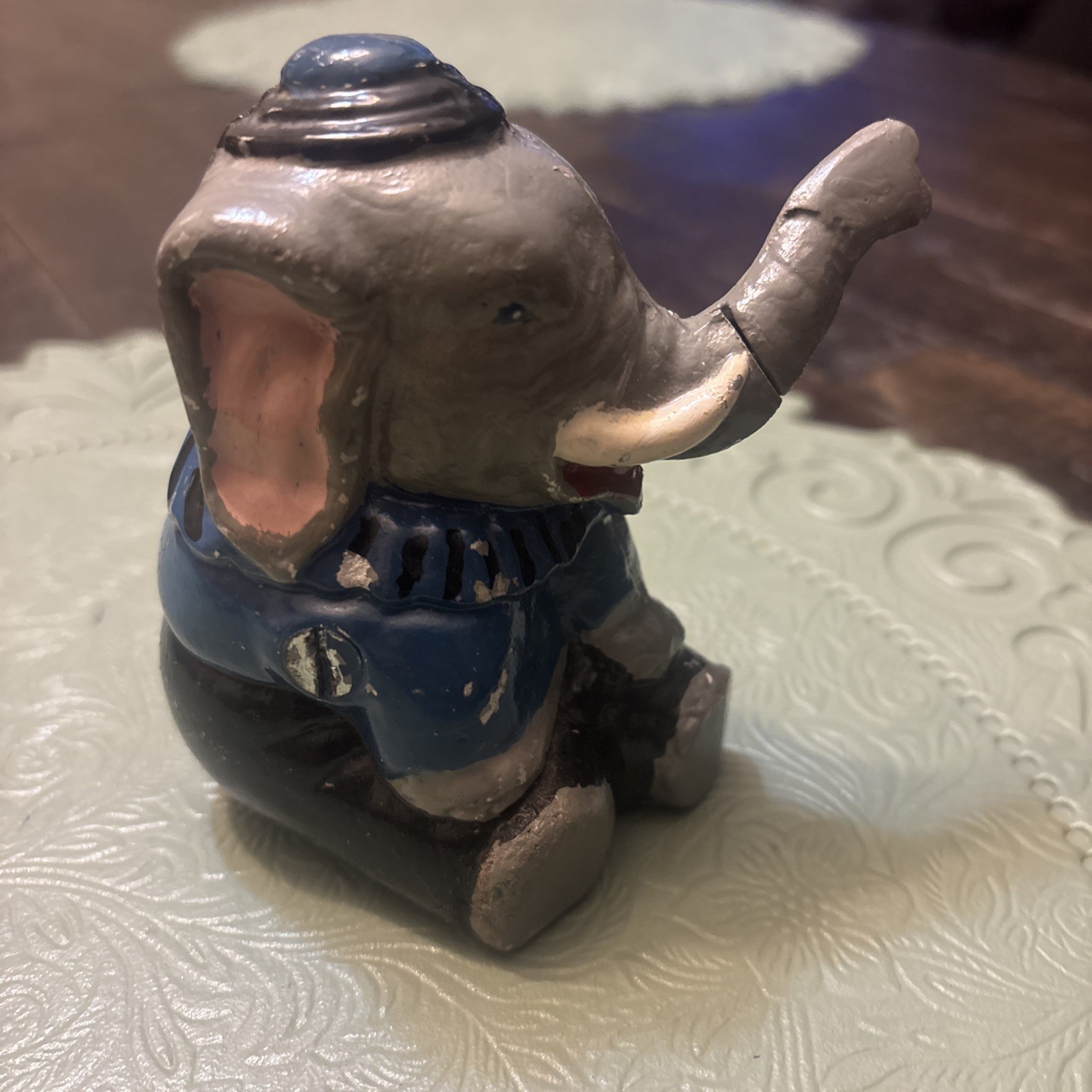 Vintage 1930s Slush Cast Metal Elephant Figurine - Antique Barclay Manoil Style