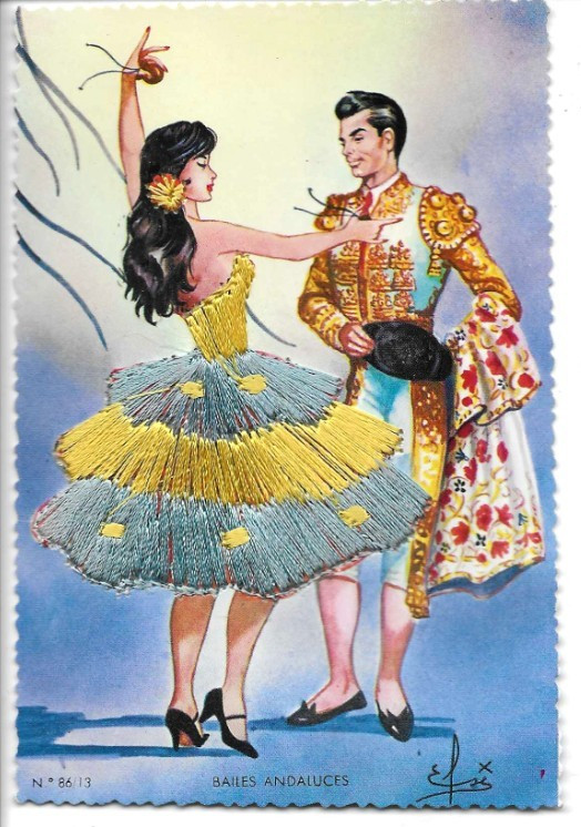 ANTIQUE ARTIST SIGNED Postcard        EMBROIDERED   -   \