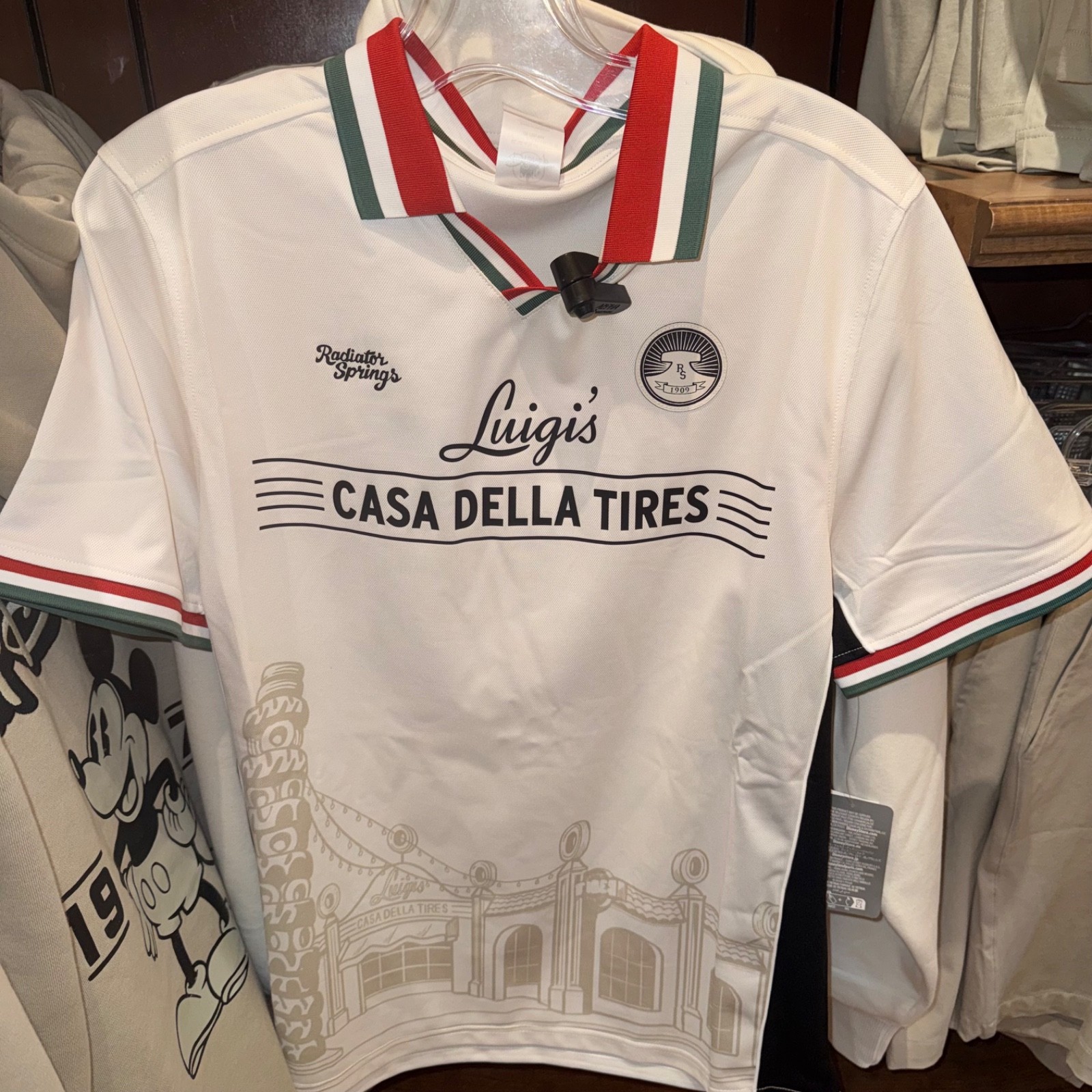2026 Walt Disney World Parks Cars Luigi's Casa Della Tires Soccer Jersey NWT