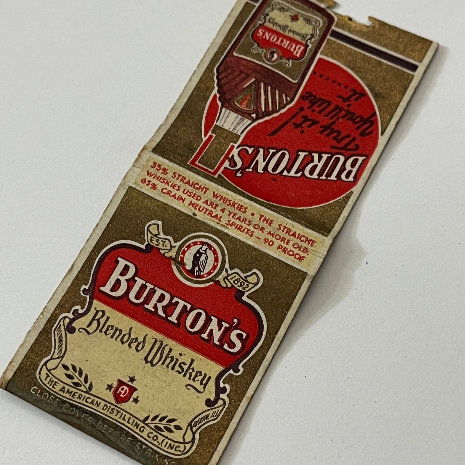 Burton\'s Blended Whiskey Vintage Matchbook Cover MB60-5