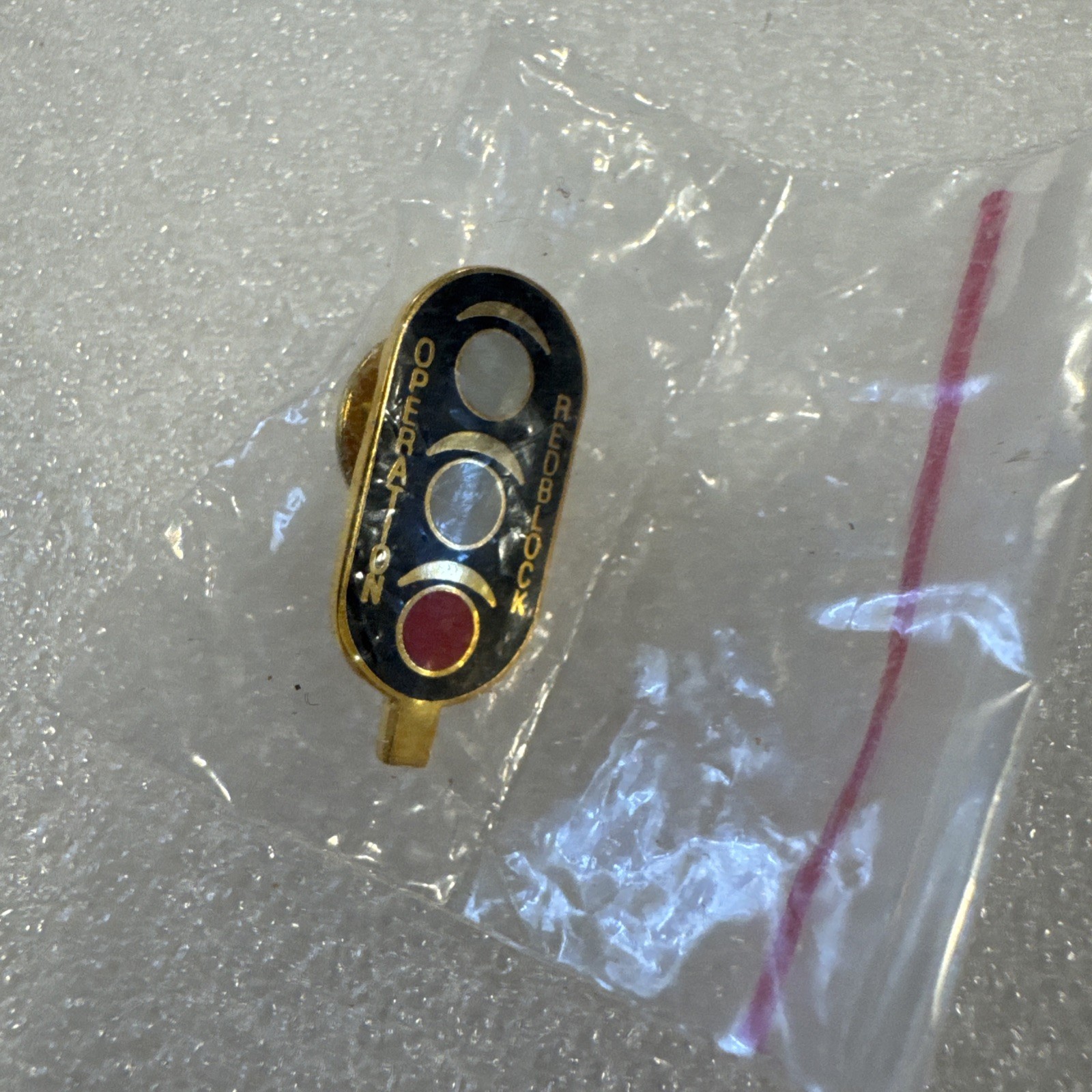 Vintage Railroad Train Memorabilia CSX Operation REDBLOCK Enamel Lapel Pin Back