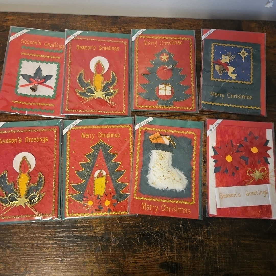 VINTAGE 90\'s HANDMADE ONE-AT-A-TIME 3-D CHRISTMAS CARDS by PEACHTREE PLAYTHINGS 