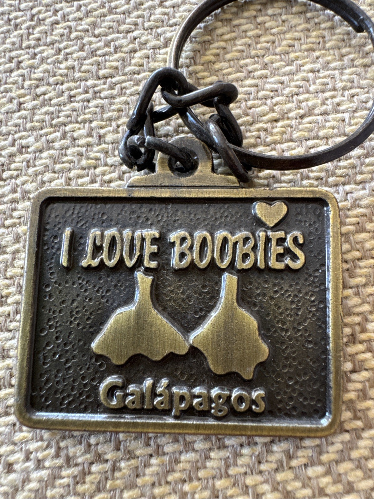 Vintage Keychain Galápagos Islands I Love Boobies. Whimsical Rare