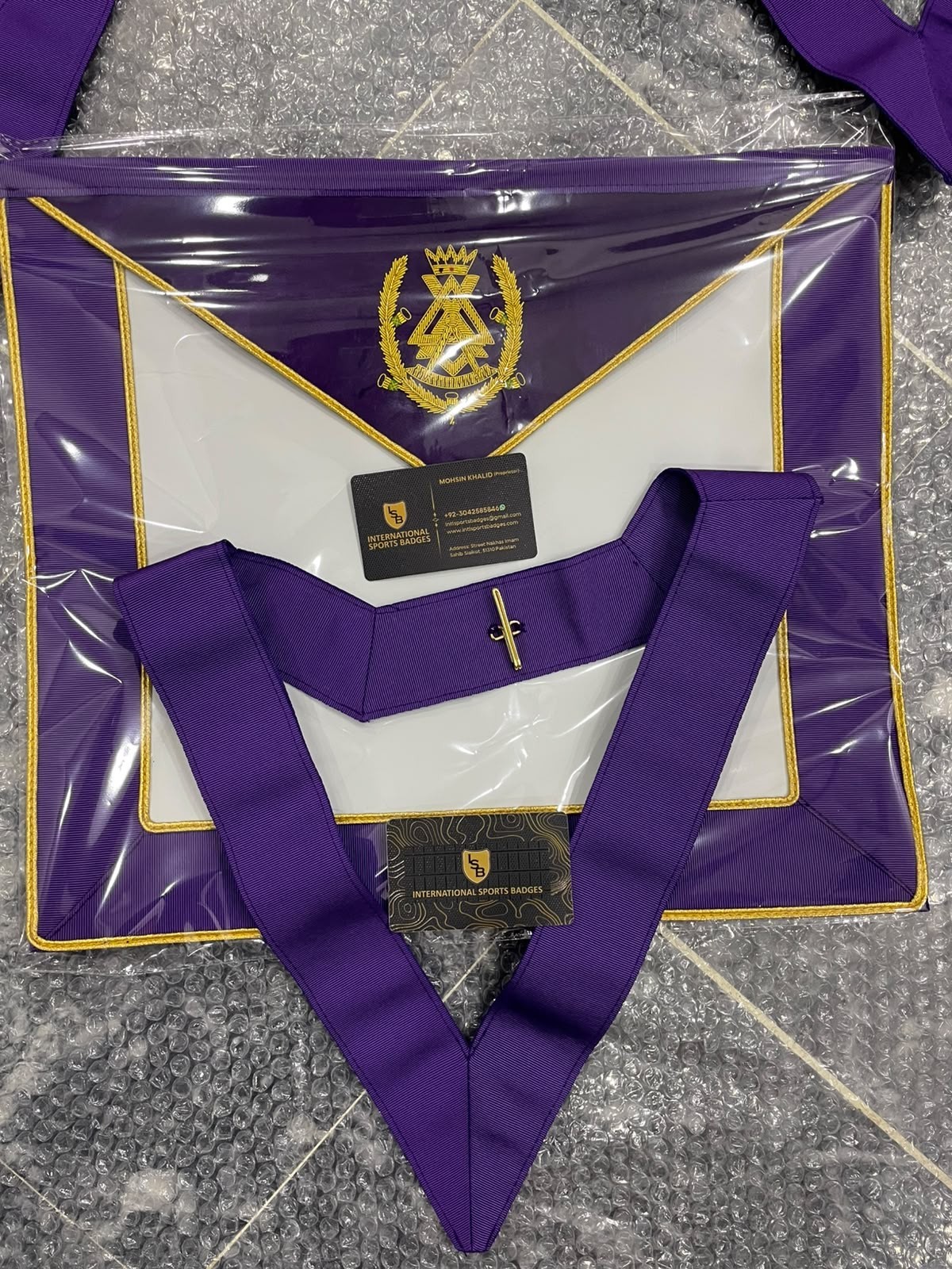 Masonic P.T.I.M (Past Thrice Illustrious Master) Aprons and Collars 3 sets