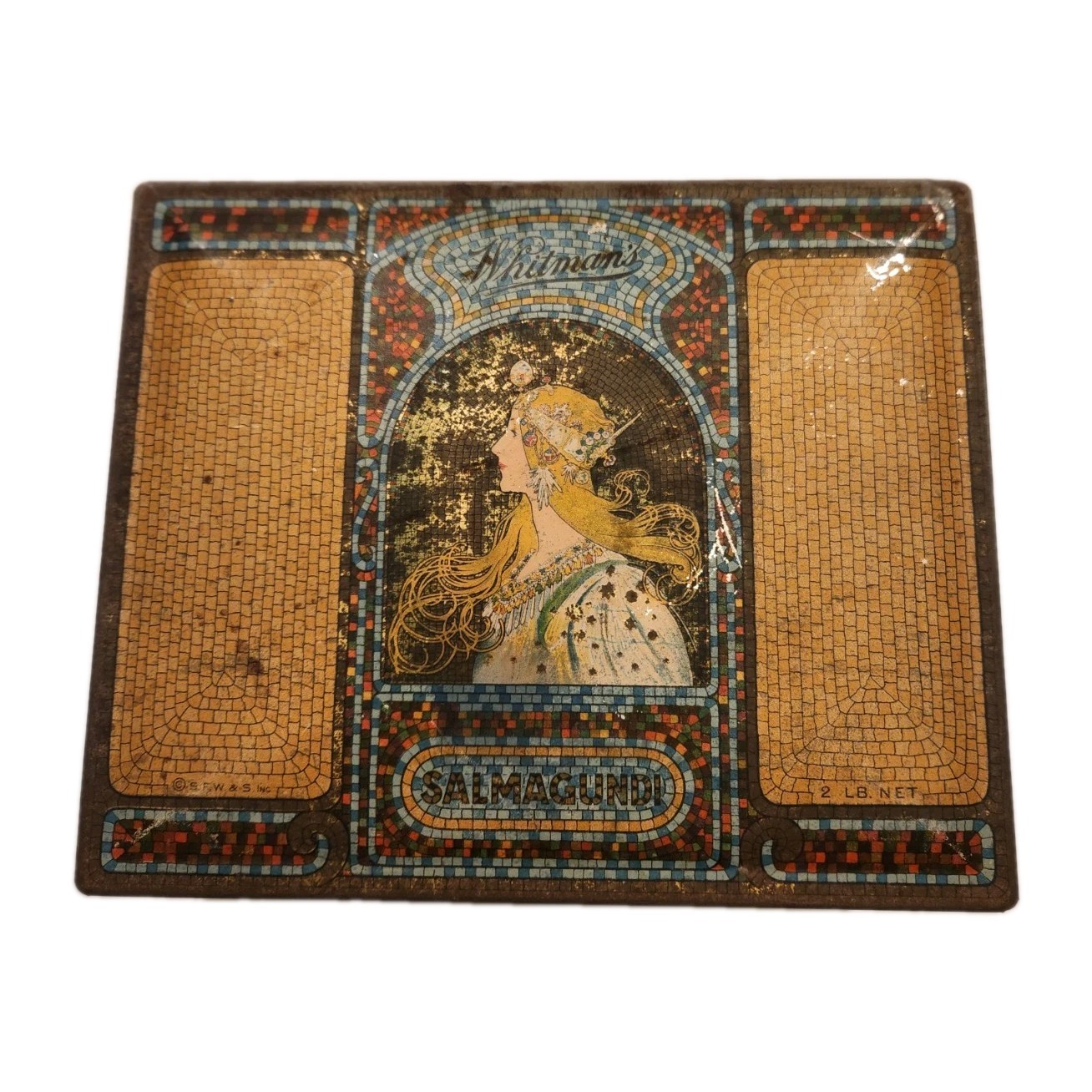 Vintage 1920s Whitman's Sampler Chocolate Tin Art Nouveau