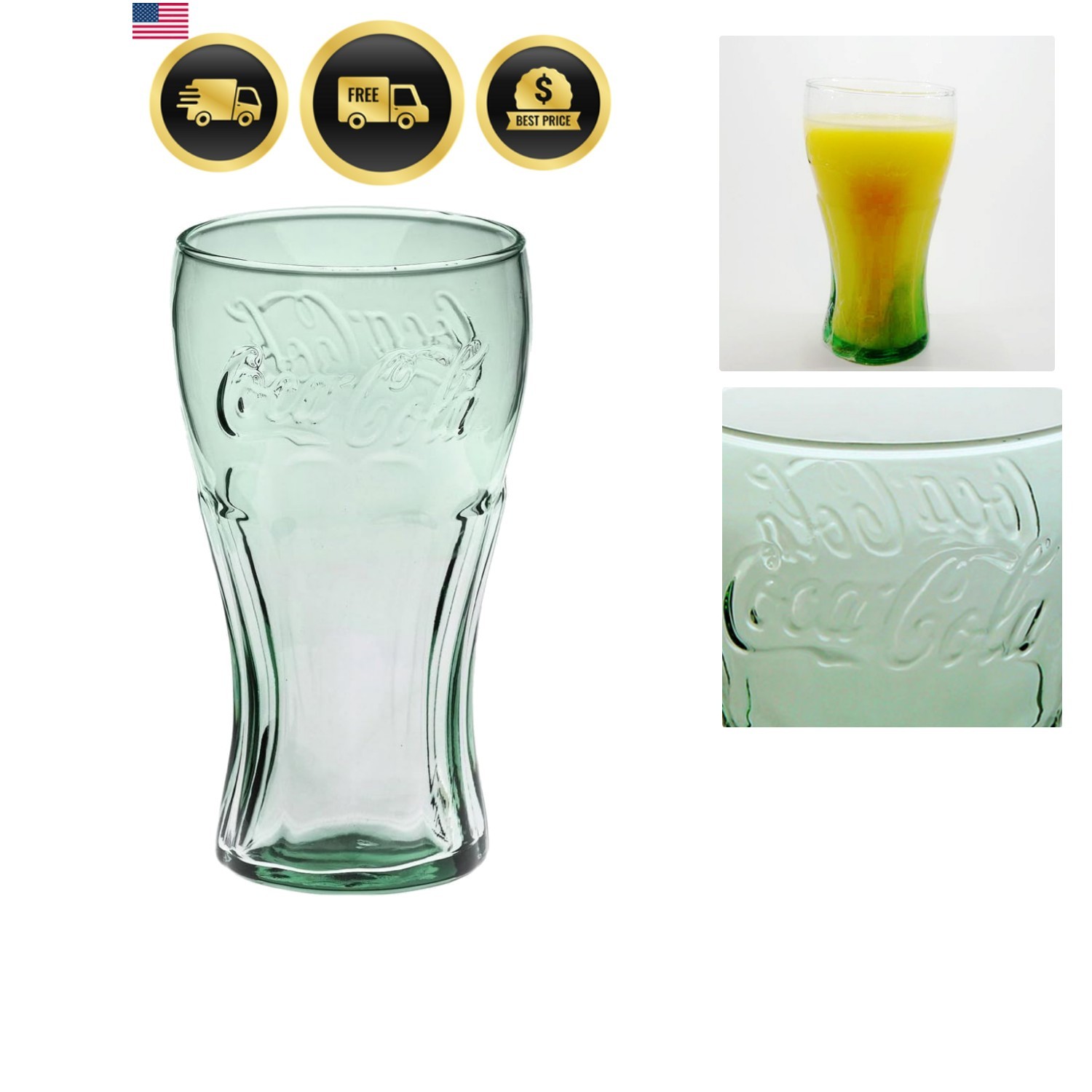 Classic Coca-Cola Glass in Georgia Green 17.2oz/510ml Coke Glass