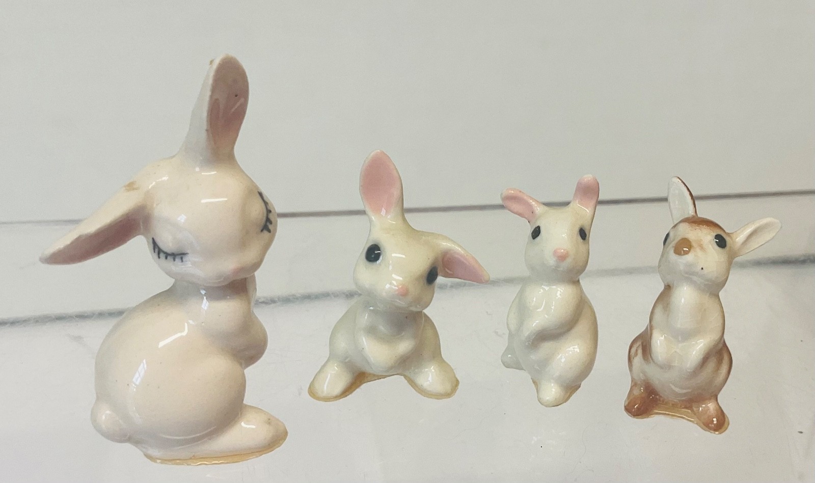 4 Adorable Vintage HAGEN RENAKER Miniature RABBIT FIGURINES