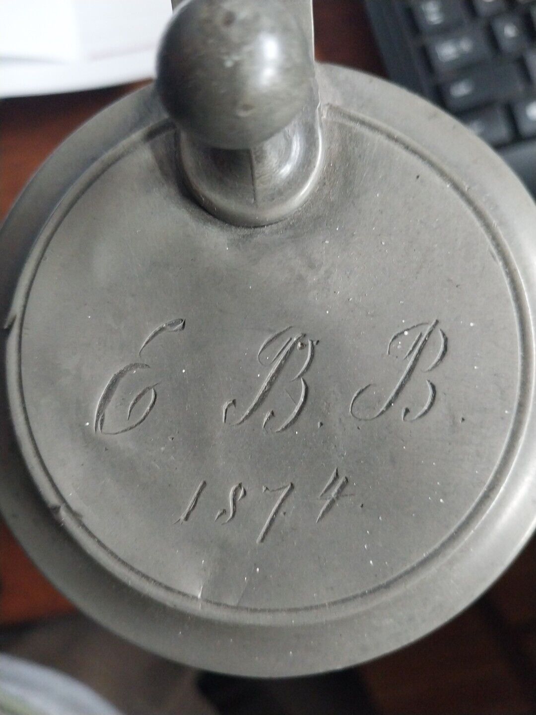 Pewter Tankard engraved on top 1878 seems pretty damn old to me (like me) Herold