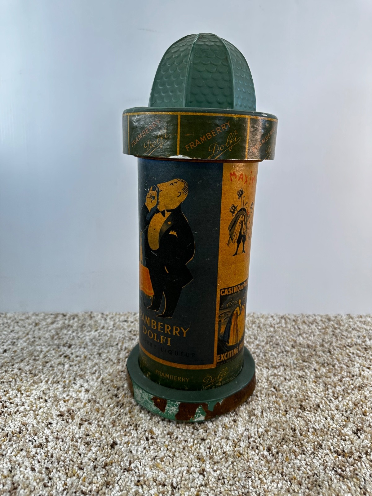 1949 Framberry Dolfi Raspberry Liqueur Bellows & Co Kiosk Bottle Container NYC
