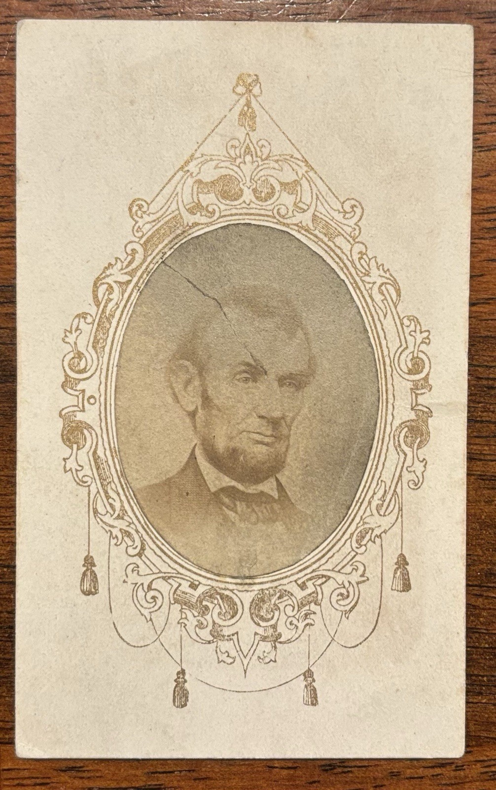 1860s President Abraham Lincoln CDV Ornate Frame w/Revenue Tax Stamp