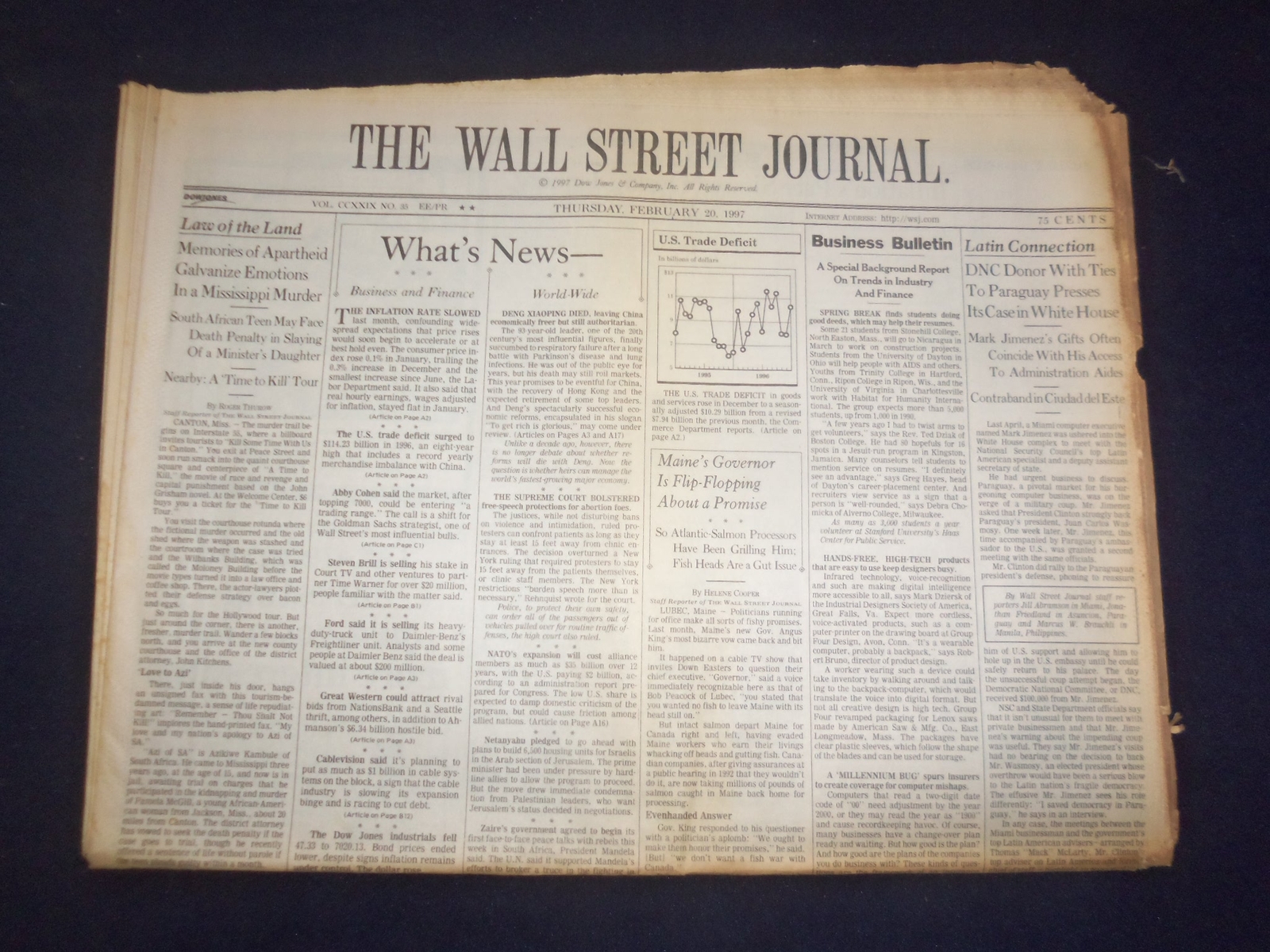 1997 FEB 20 THE WALL STREET JOURNAL - DNC DONOR WITH TIES TO PARAGUAY - WJ 57