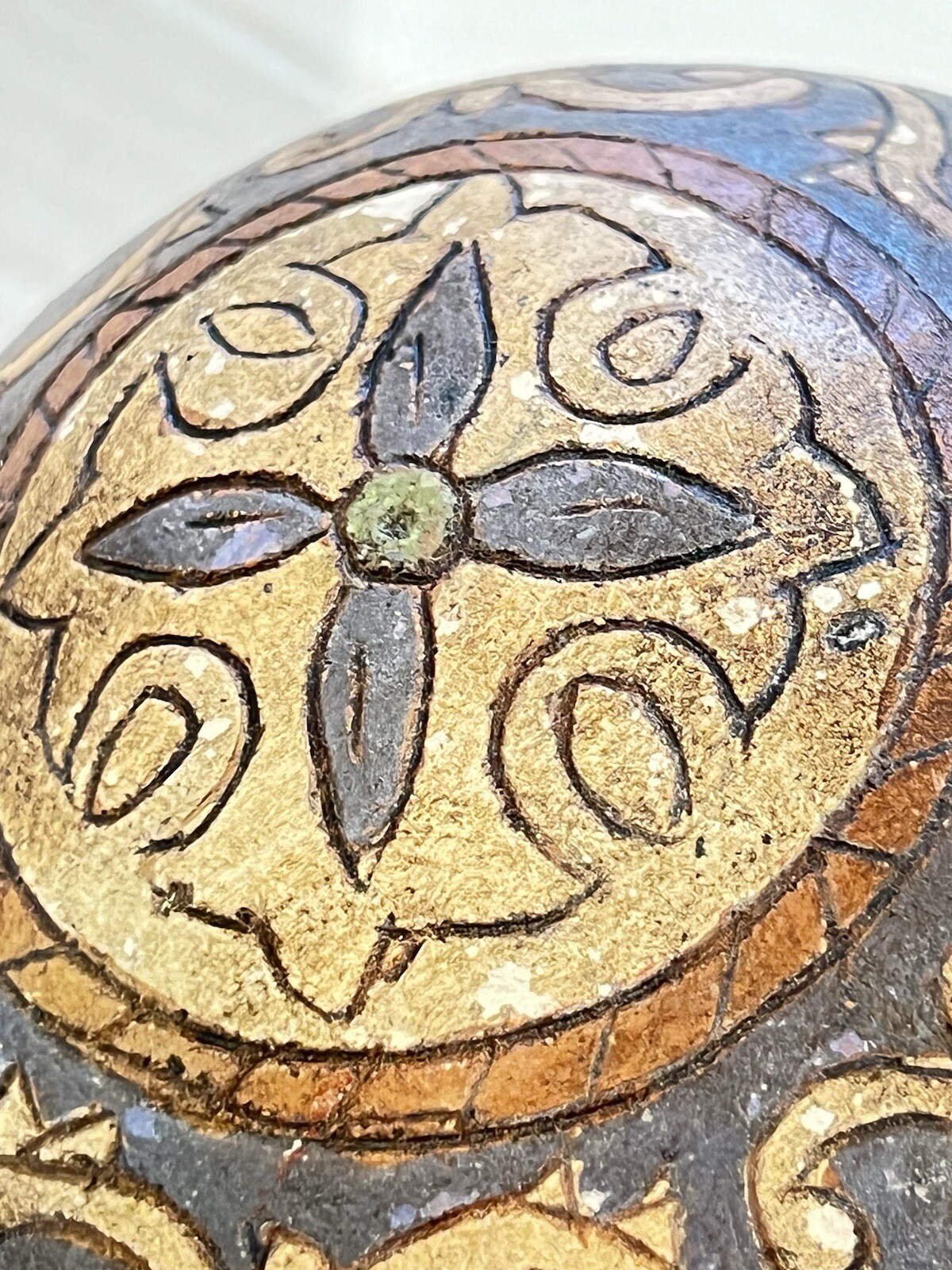Vintage Antique Ceremonial Decor Pottery Ceramic Ball Asia Middle East 4.5” Dia