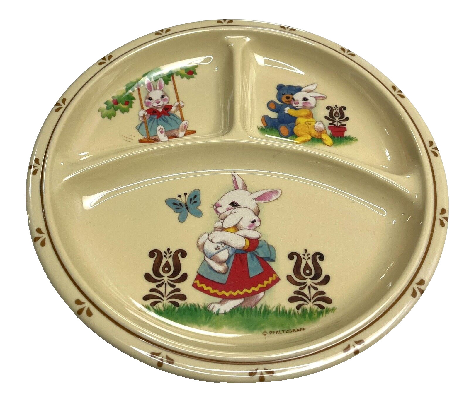 Selandia Pfaltzgraff Divided Plate Playing Bunny Rabbits 