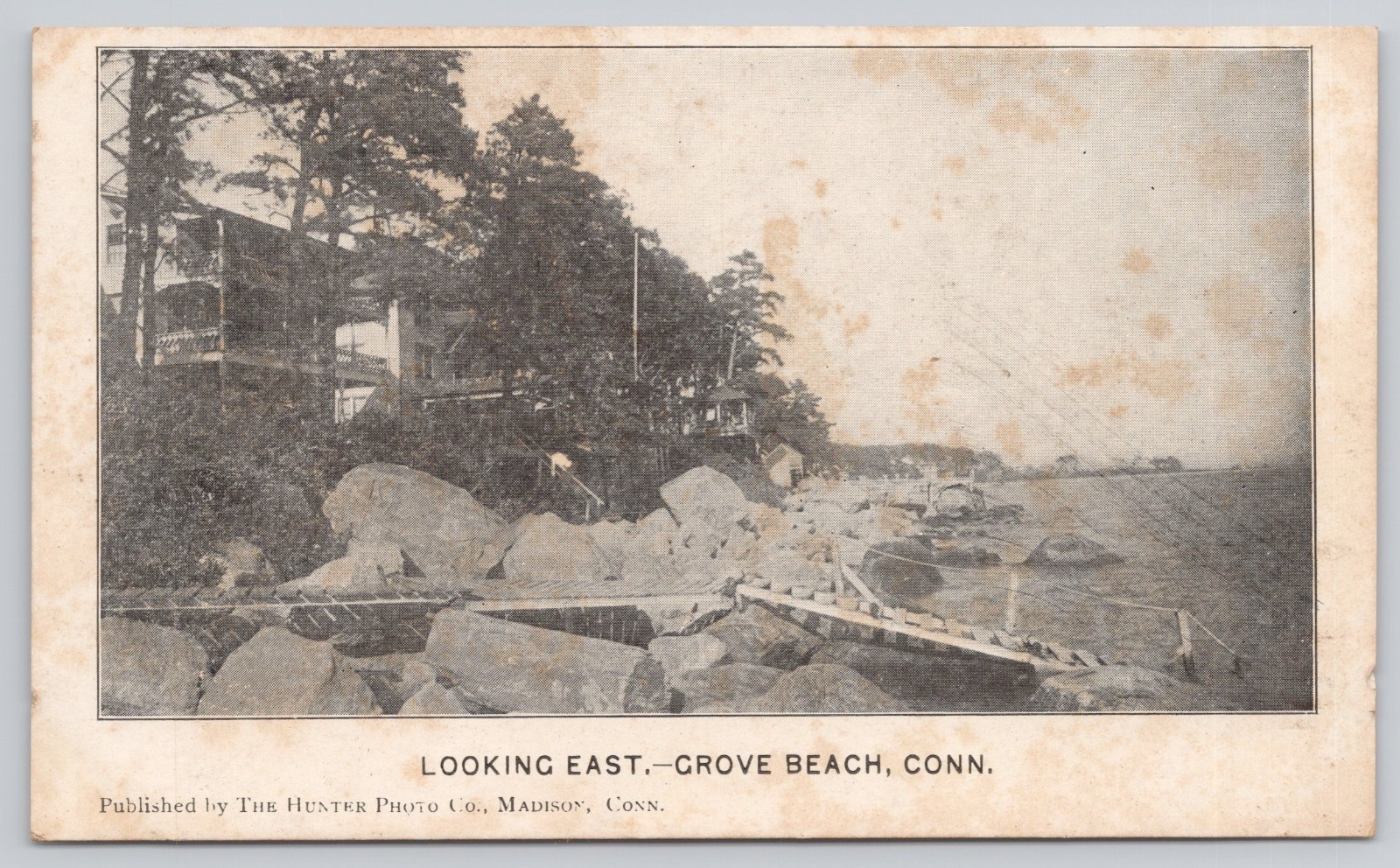 Looking East Grove Beach Connecticut Unposted Postcard