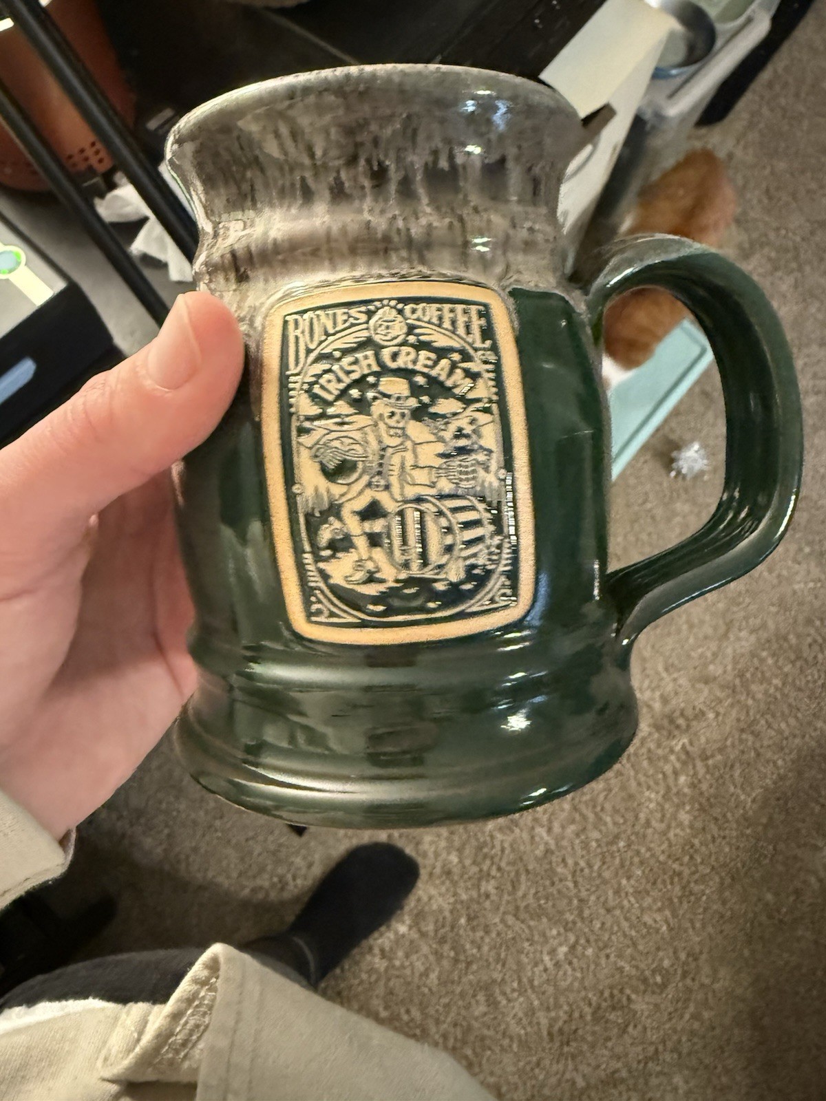 Bones Coffee Company Irish Cream Drip Glaze Green Tankard Mug Skeleton 2022 Cup
