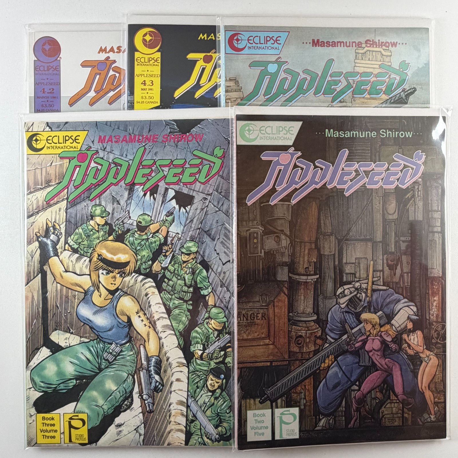 Appleseed 5 Comic Lot Masamune Shirow Eclipse Manga Book 2 3 4 Studio Proteus