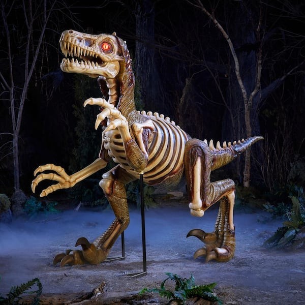 Home Accents 8 FT Zombie Velociraptor Animated LED Halloween 26PA05414