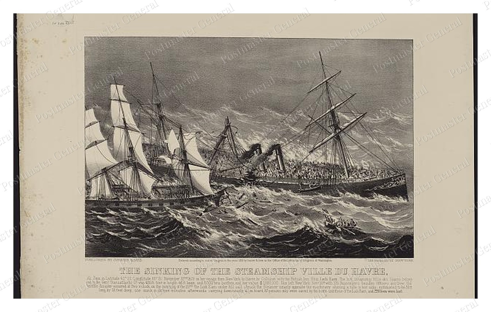 North Atlantic Ville du Havre Sinking Standard Postcard COPY RPPC