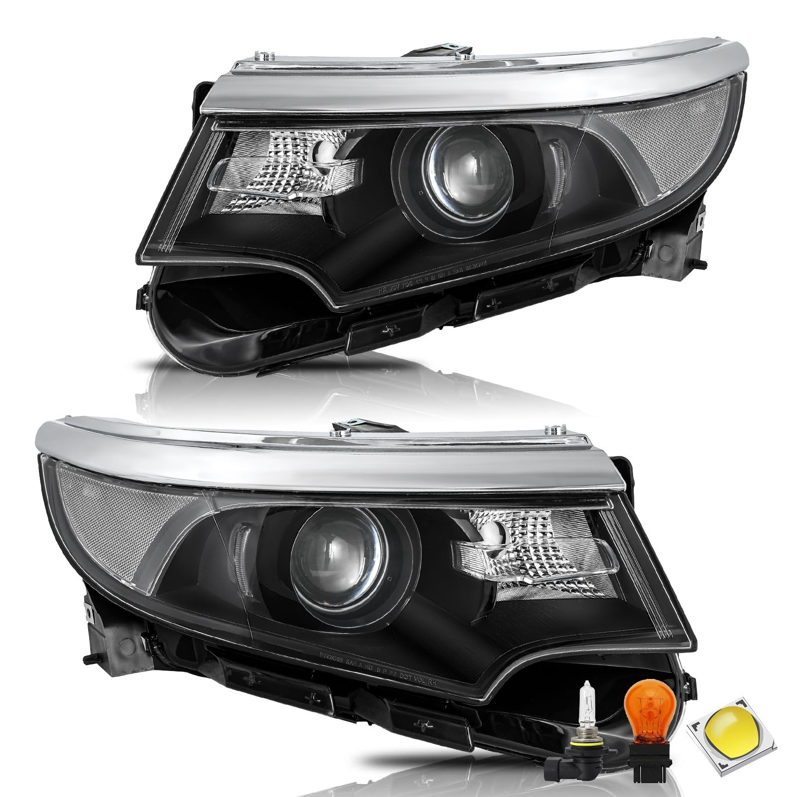 Bryght Halogen Headlight Assembly Fit for 2011 2012 2013 2014 Ford Edge