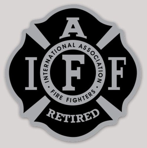 4 Inch Non-Reflective IAFF Black Gray Firefighter RETIRED Maltese Sticker Decal