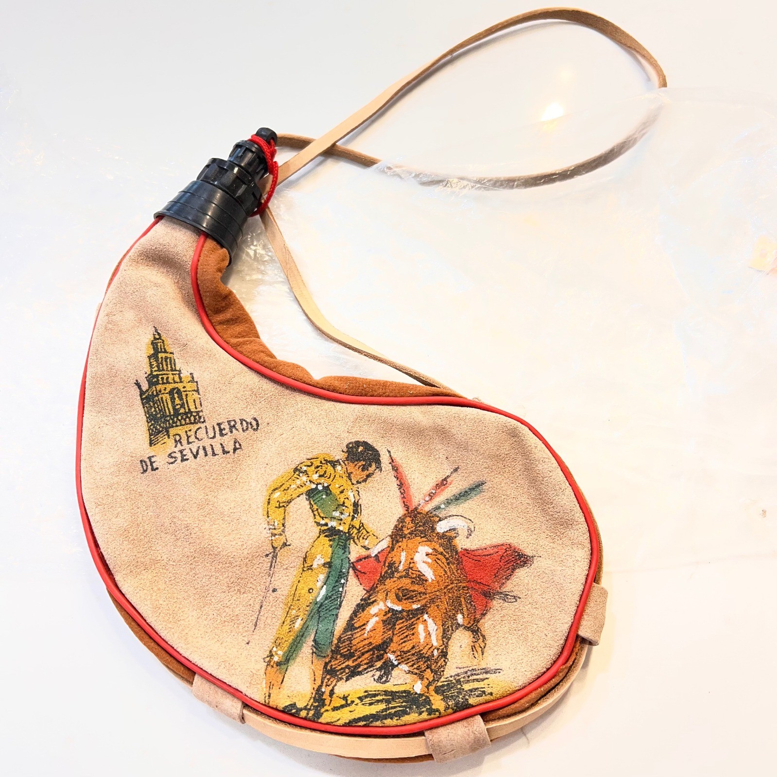 Vintage Spanish Bota Bag Wine Flask Recuerdo de Sevilla Bullfighting Canteen Vintage Spanish Bota Bag Wine Flask Recuerdo de Sevilla Bullfighting Canteen