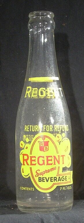 Vintage Regent Soda Clear Glass Bottle Pittsburgh PA