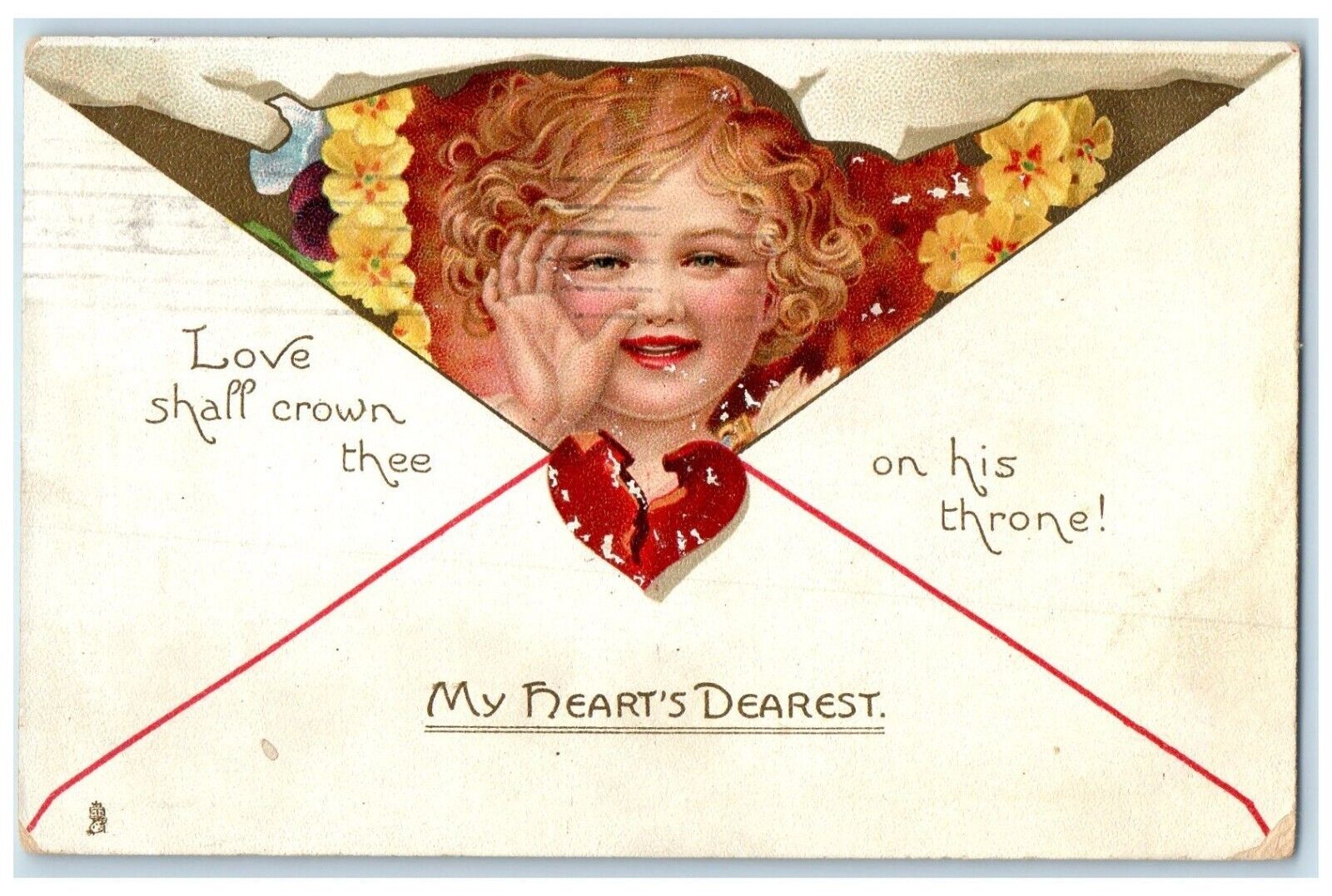 1908 Valentine Thorne Heart Little Angel Tuck's New York NY Antique Postcard