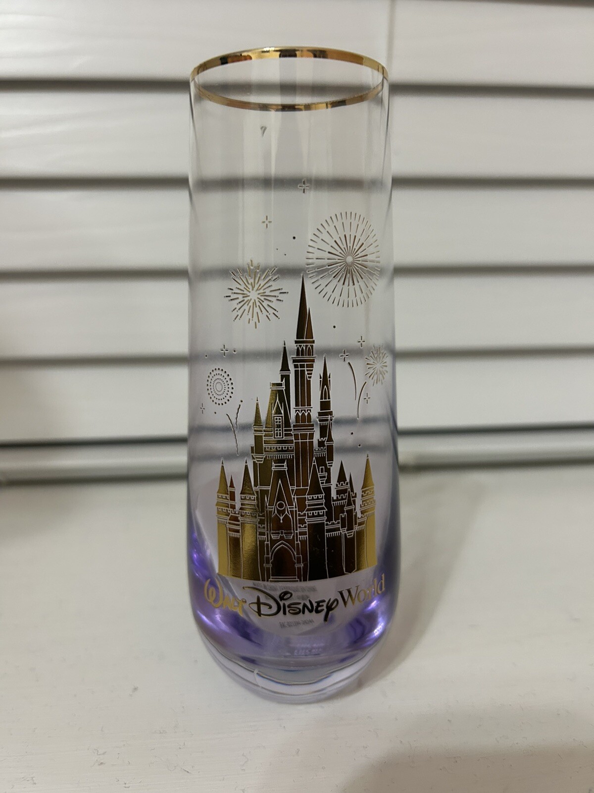 Disney Parks Walt Disney World Gold Castle Stemless Flute Glass NEW