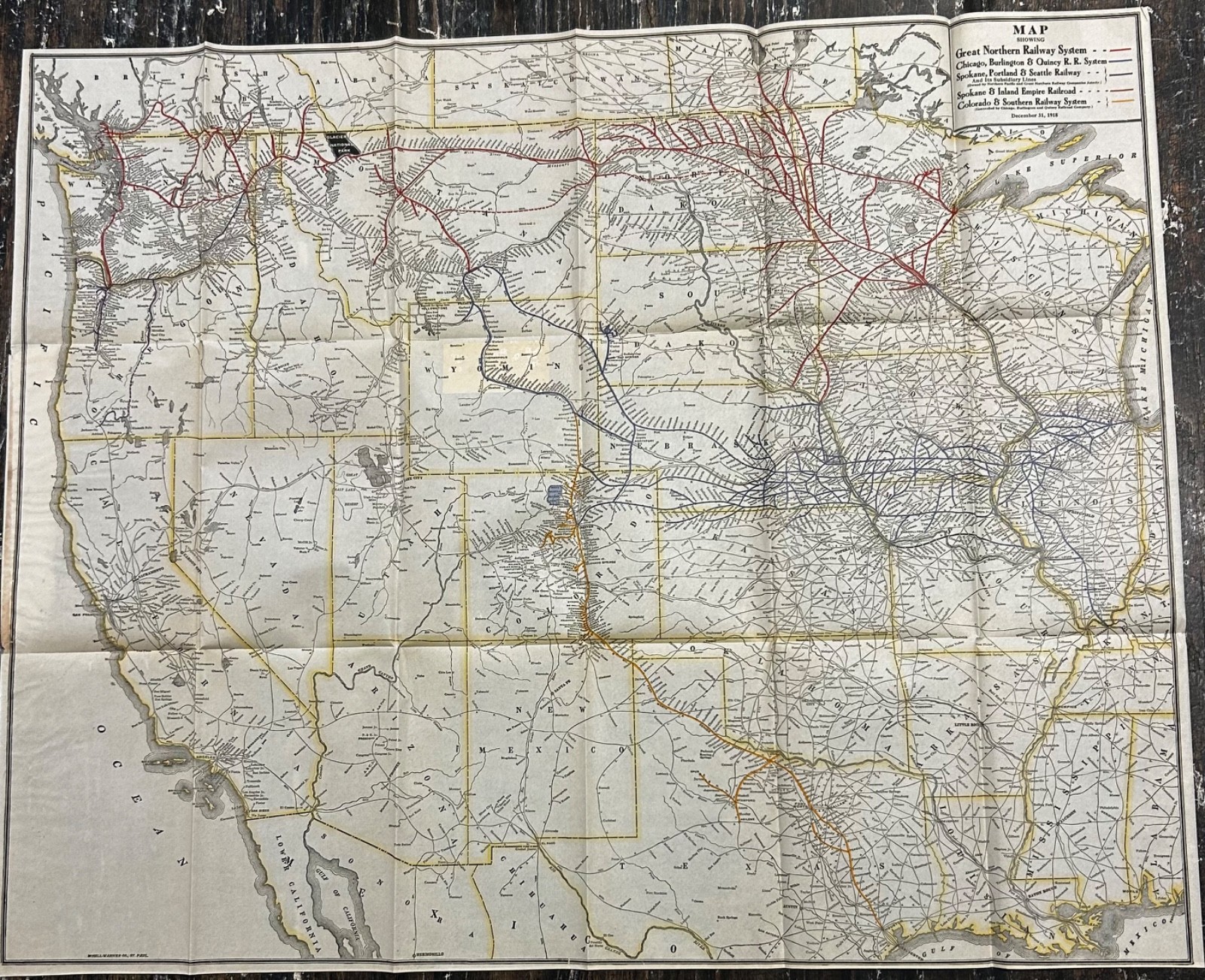 1918 GREAT NORTHERN RAILROAD MAP GLACIER NATIONAL PARK Chicago Spokane Colorado 1918 GREAT NORTHERN RAILROAD MAP GLACIER NATIONAL PARK Chicago Spokane Colorado