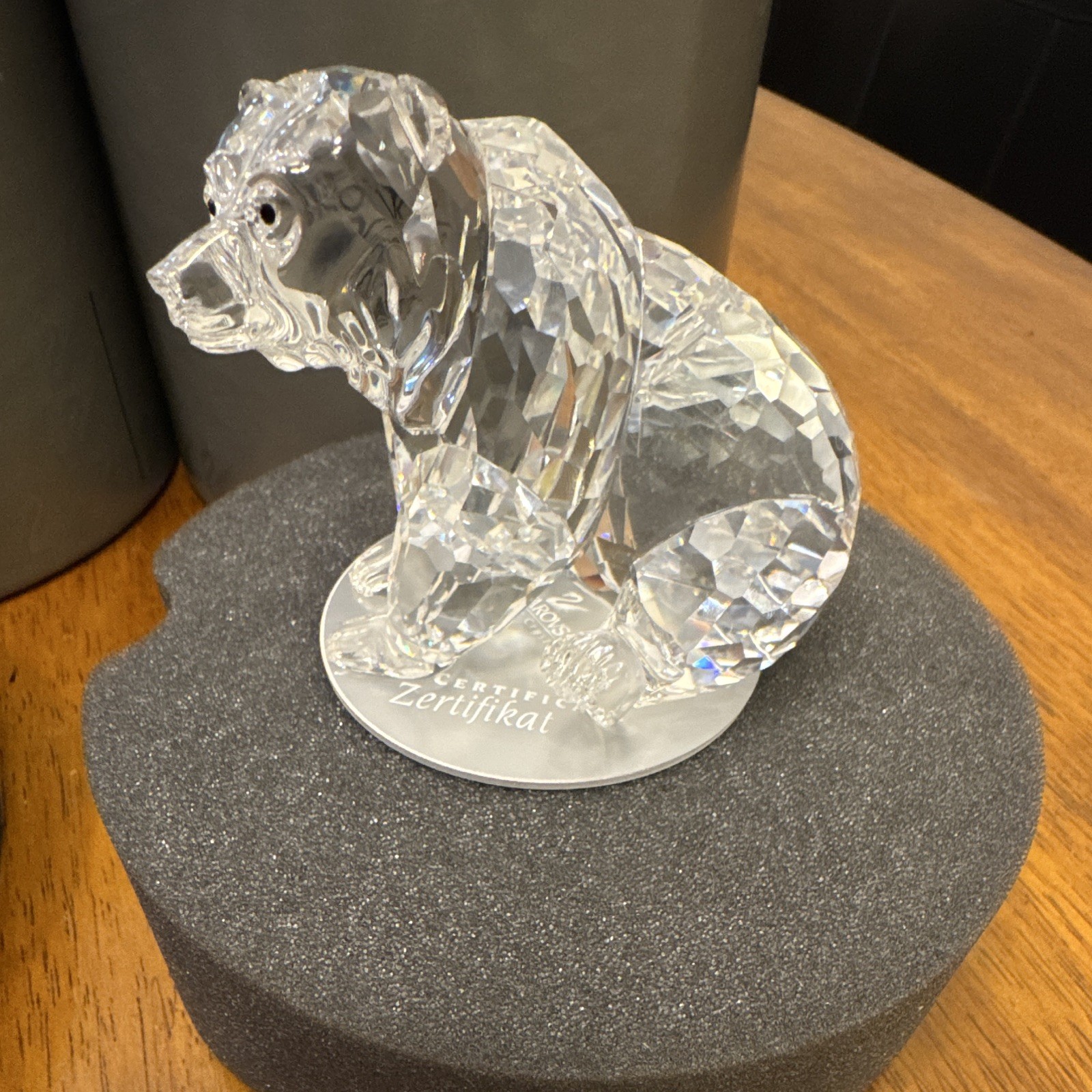 Swarovski Vintage Clear Crystal Grizzly Bear Made In Austria Box Certificate
