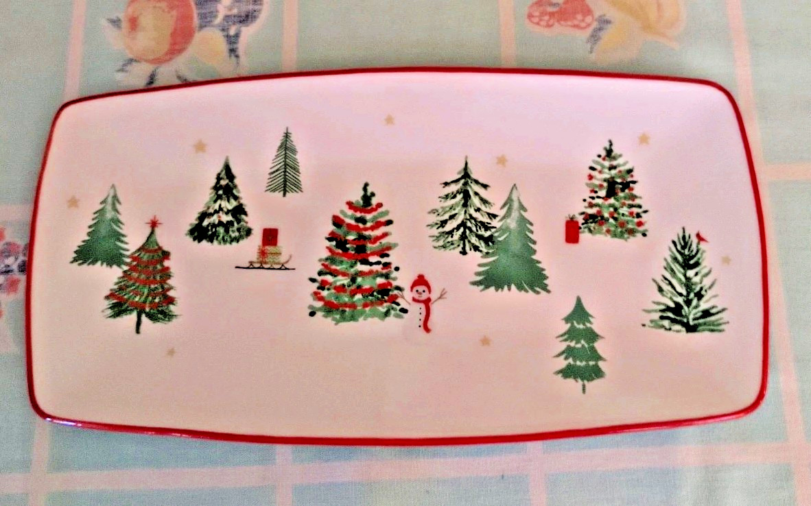 New Oneida Entertain 365 Merry And Bright Accent Hors D\'Oeuvre Tray Xmas Trees🎄