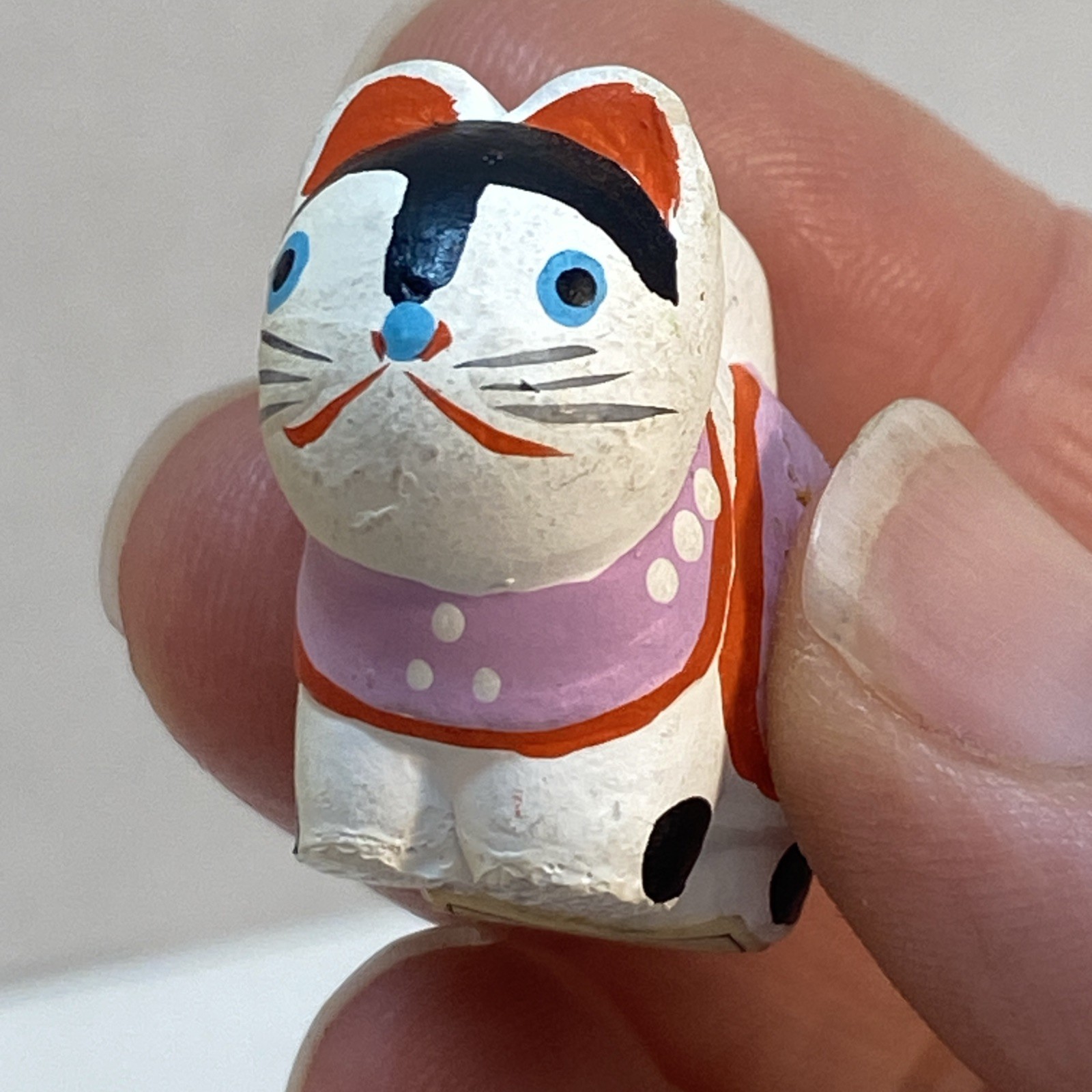 Vintage Komainu Japanese Figurine Ceramic Miniature Hand Painted Lion-Dog Ungyo