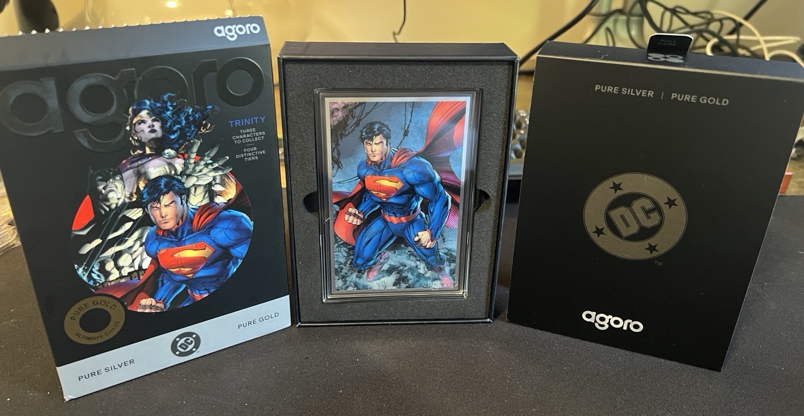 Agoro DC Trinity Superman Trading Card Pure Silver/Pure Gold Comic Con TRIN #1