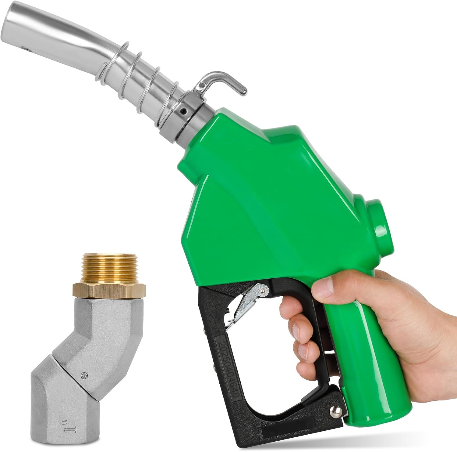 1\'\' Fuel Nozzle with Hose Swivel & Hook, Max Flow 30GPM, 3-Speed Latch Auto Shut