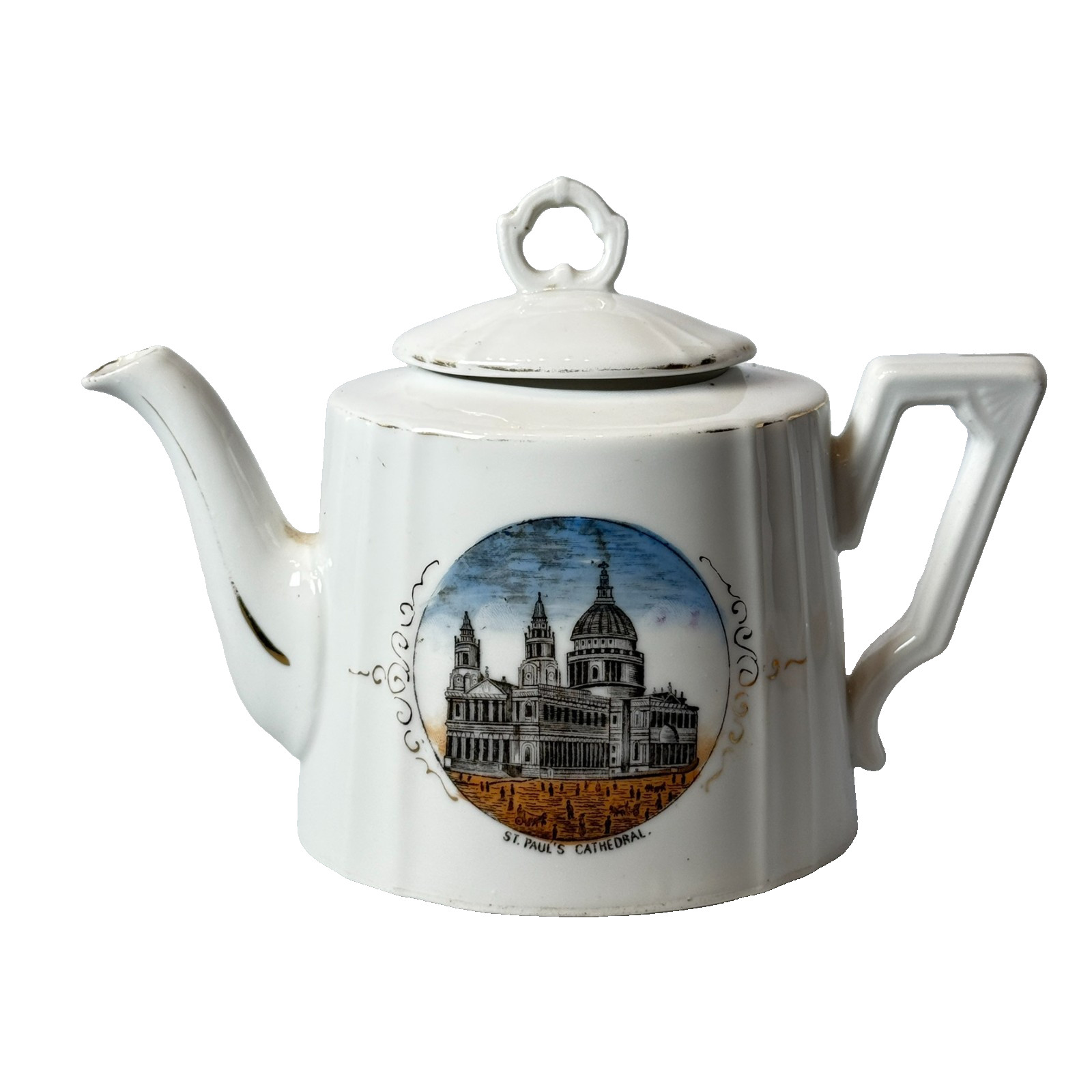 ST PAULS CHURCH - LONDON ENGLAND UK Souvenir ANTIQUE CHINA TRINKET TEAPOT