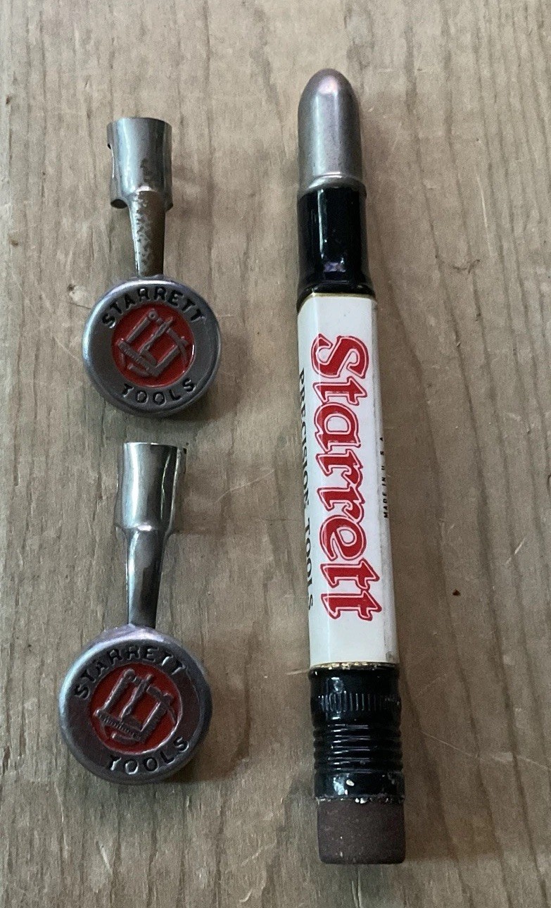 Vtg Starrett Precision Tools (3) - Advertising Bullet Pencil & (2) Pencil Clip