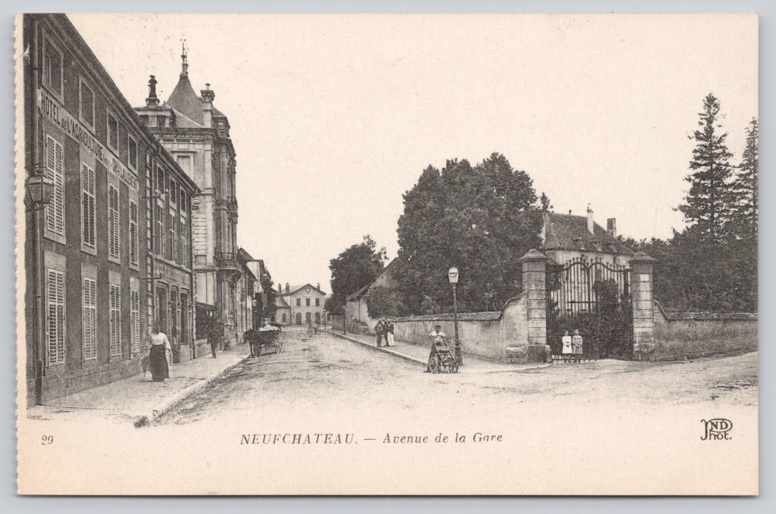 Neufchateau France Avenue de la Gare ND Phot. Early 1900s Street Scene Postcard